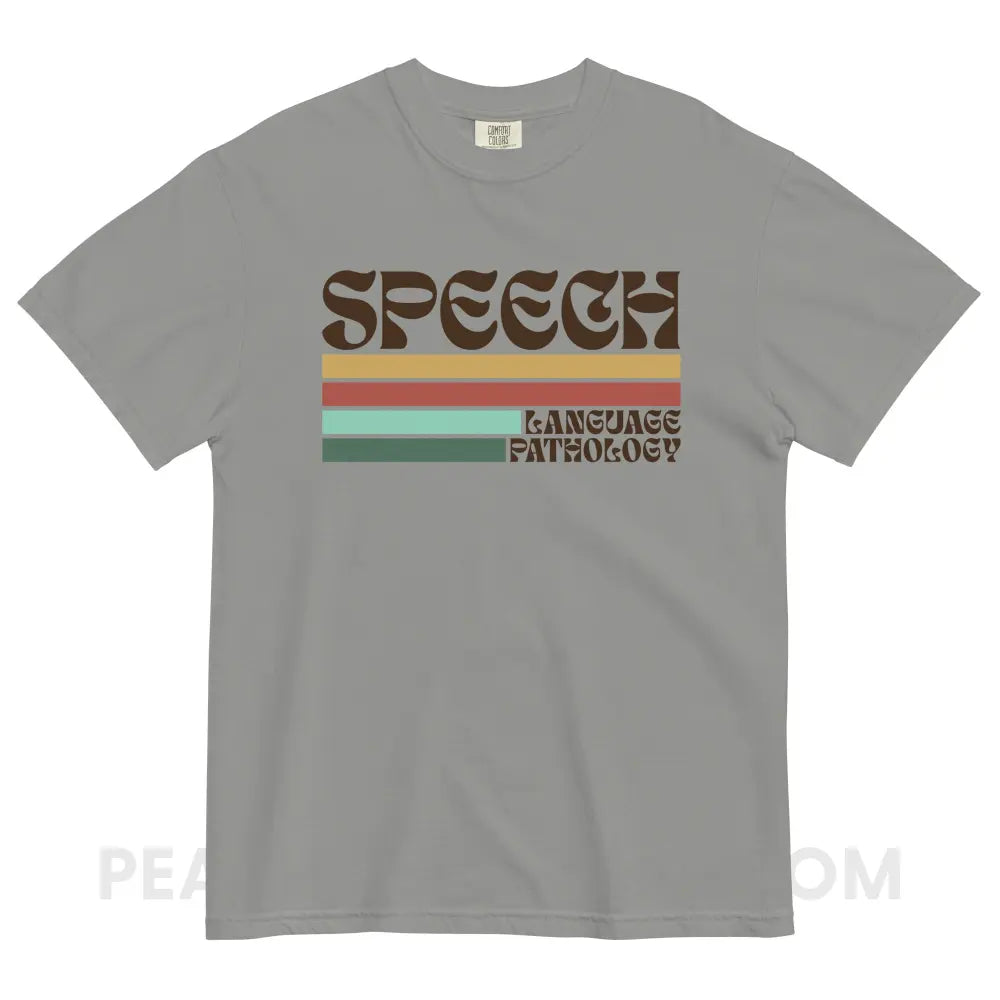 Mellow Stripes Speech Comfort Colors Tee - Grey / S - peachiespeechie.com