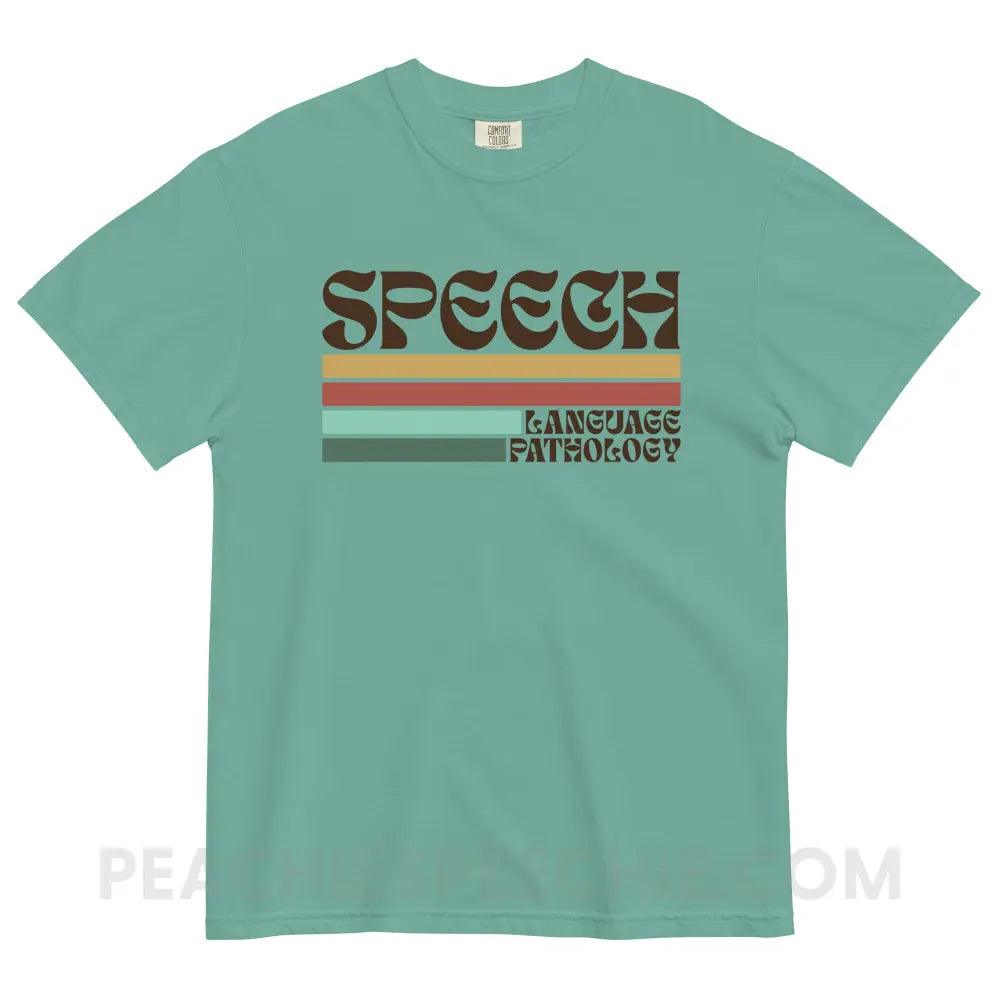 Mellow Stripes Speech Comfort Colors Tee - Seafoam / S - peachiespeechie.com
