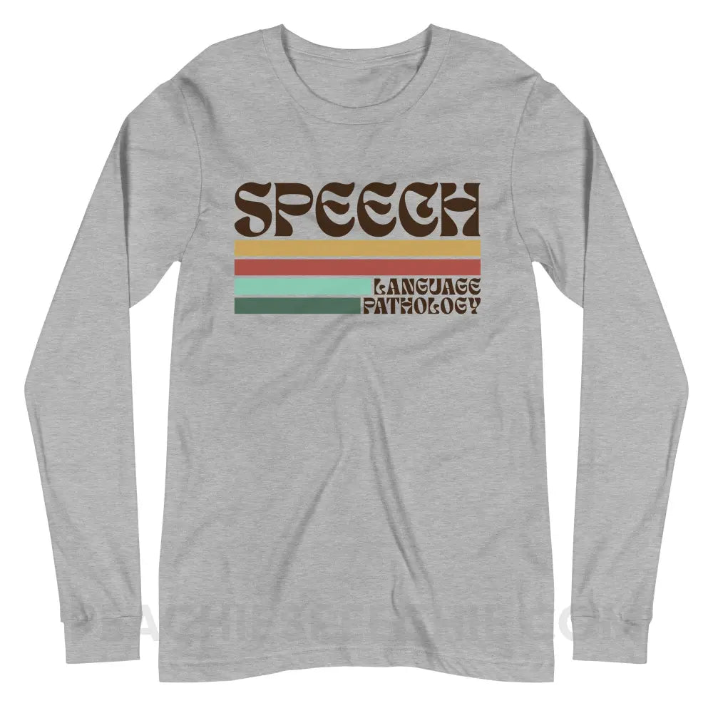Mellow Stripes Speech Premium Long Sleeve - Athletic Heather / XS - peachiespeechie.com