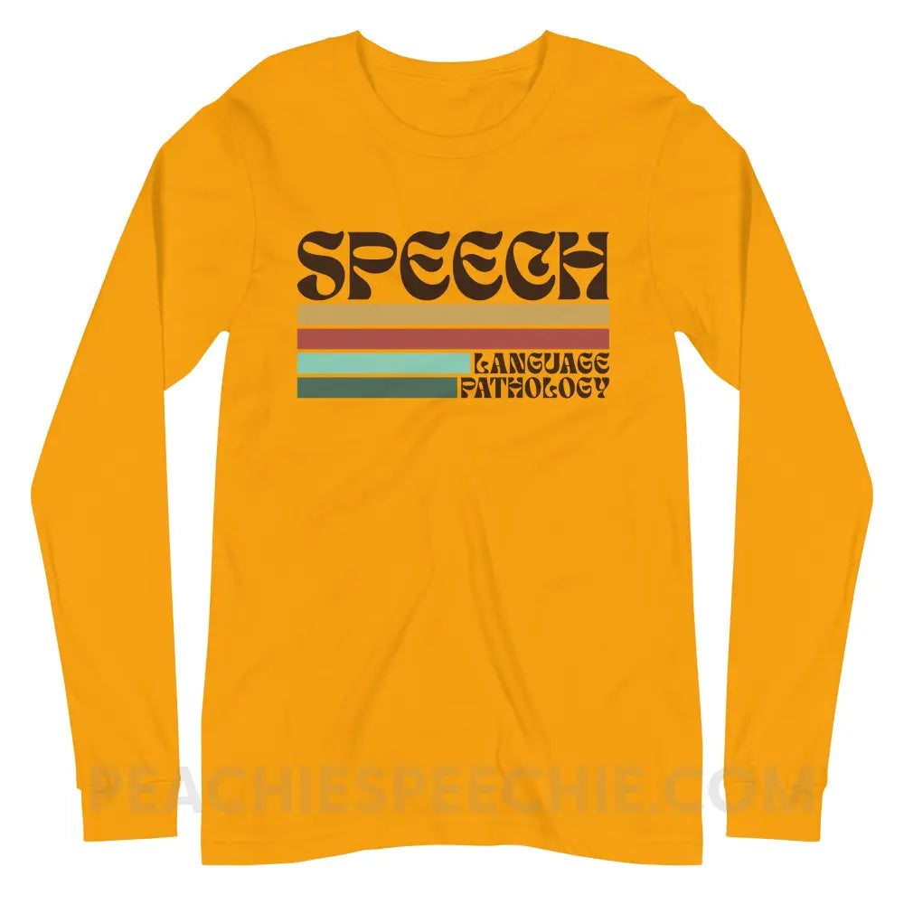 Mellow Stripes Speech Premium Long Sleeve - Gold / S - peachiespeechie.com