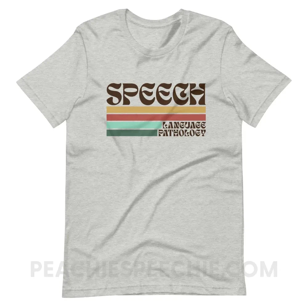 Mellow Stripes Speech Premium Soft Tee - Athletic Heather / XS - peachiespeechie.com
