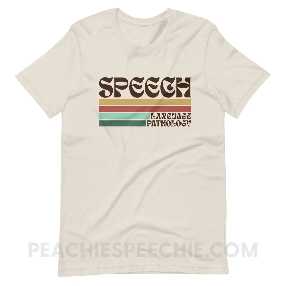 Mellow Stripes Speech Premium Soft Tee - Heather Dust / S - peachiespeechie.com