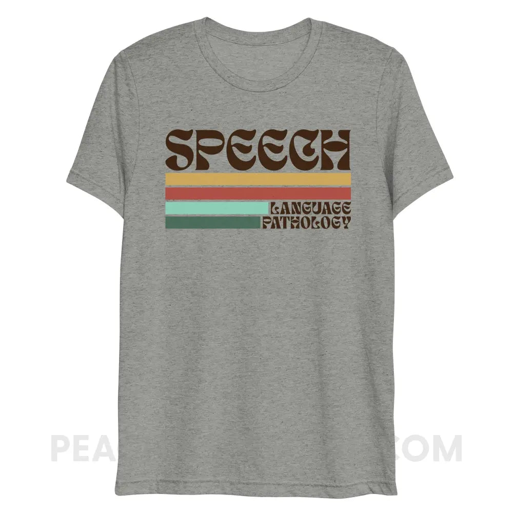 Mellow Stripes Speech Tri-Blend Tee - Athletic Grey Triblend / XS - peachiespeechie.com