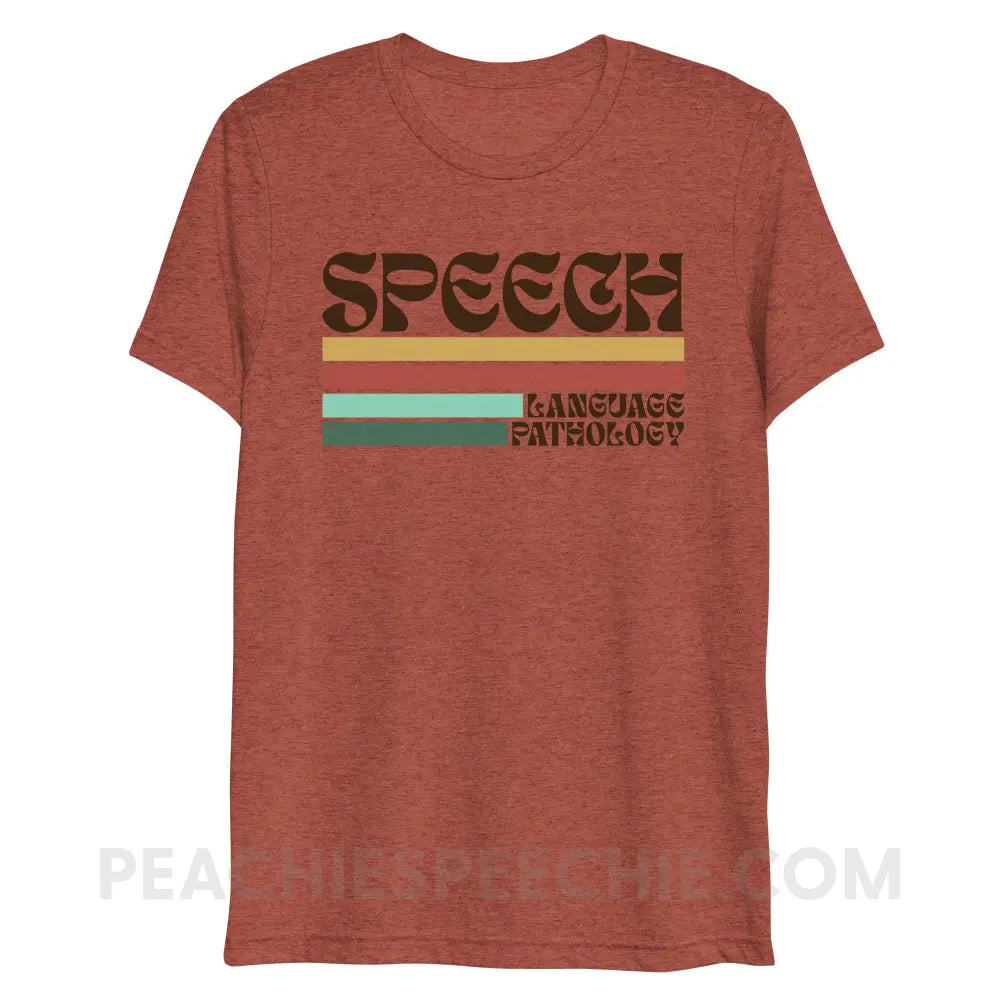 Mellow Stripes Speech Tri-Blend Tee - Clay Triblend / XS - peachiespeechie.com