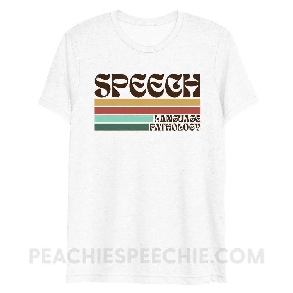 Mellow Stripes Speech Tri-Blend Tee - Solid White Triblend / XS - peachiespeechie.com