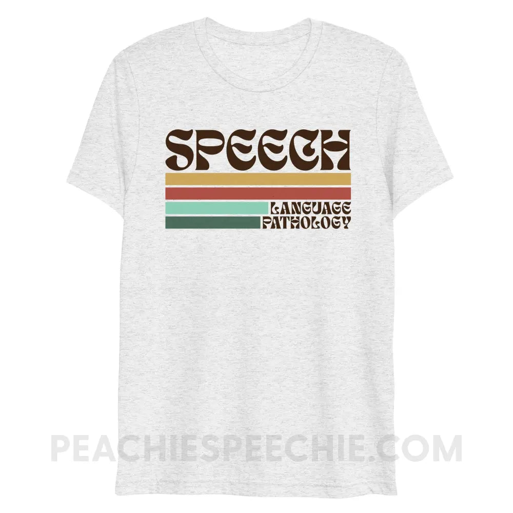 Mellow Stripes Speech Tri-Blend Tee - White Fleck Triblend / XS - peachiespeechie.com