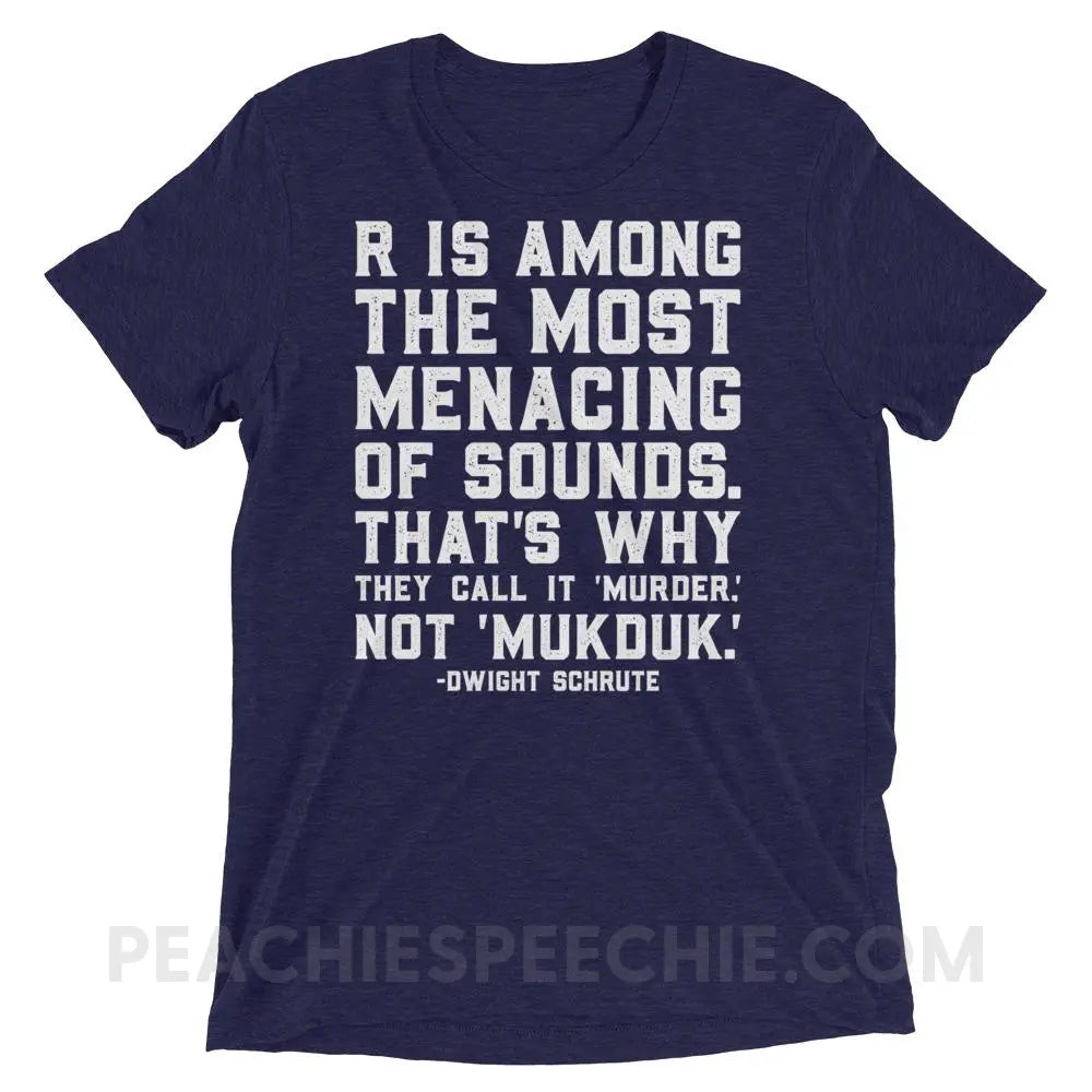 Menacing R Dwight Quote Tri-Blend Tee - Navy Triblend / XS - T-Shirts & Tops peachiespeechie.com