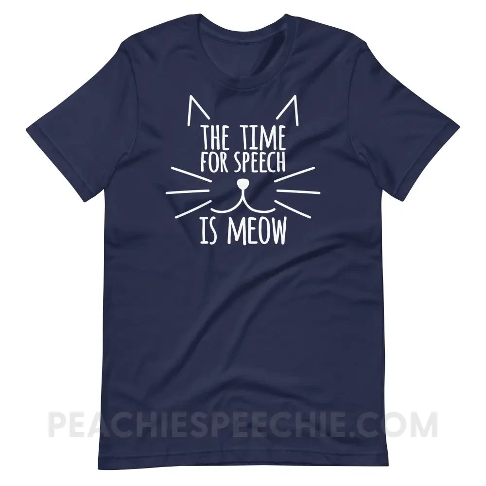 Meow Speech Premium Soft Tee - Navy / XS - T-Shirts & Tops peachiespeechie.com
