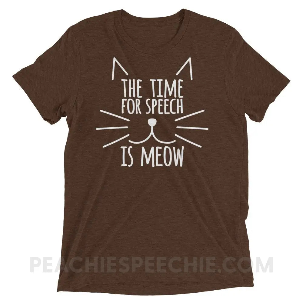 Meow Speech Tri-Blend Tee - Brown Triblend / XS - T-Shirts & Tops peachiespeechie.com