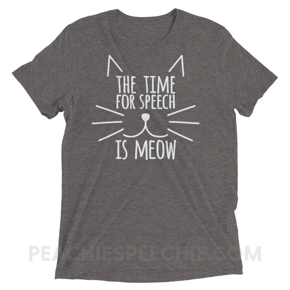 Meow Speech Tri-Blend Tee - Grey Triblend / XS - T-Shirts & Tops peachiespeechie.com