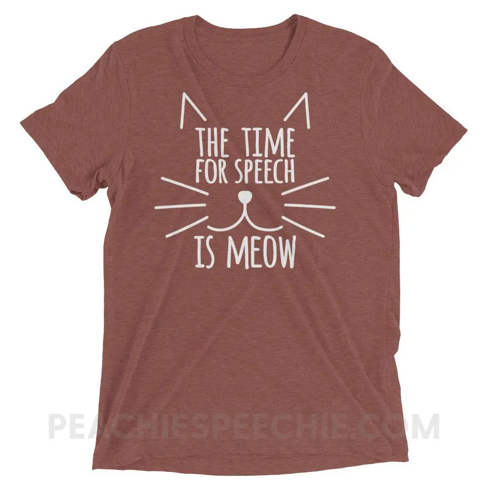 Meow Speech Tri-Blend Tee - Mauve Triblend / XS - T-Shirts & Tops peachiespeechie.com