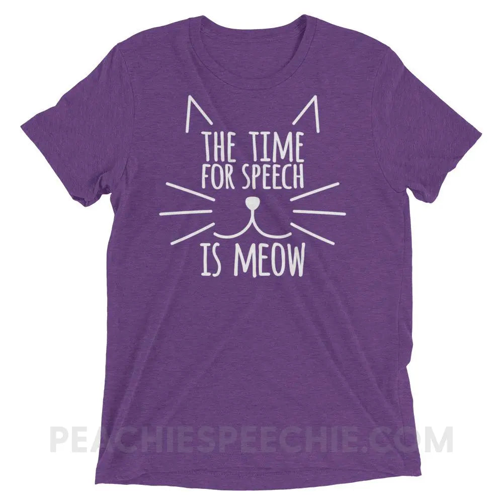 Meow Speech Tri - Blend Tee - Purple Triblend / XS - T - Shirts & Tops peachiespeechie.com