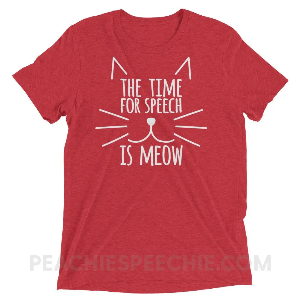 Meow Speech Tri-Blend Tee - Red Triblend / XS - T-Shirts & Tops peachiespeechie.com