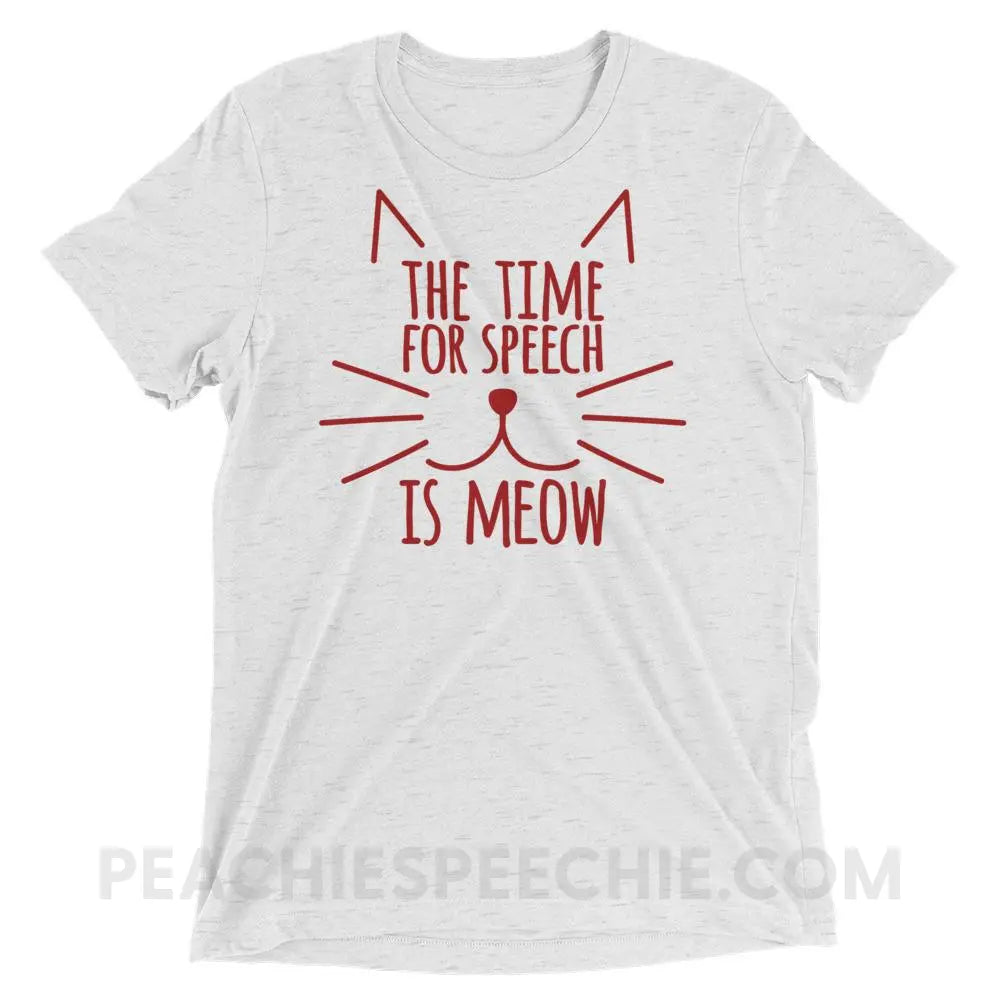 Meow Speech Tri-Blend Tee - White Fleck Triblend / S - T-Shirts & Tops peachiespeechie.com