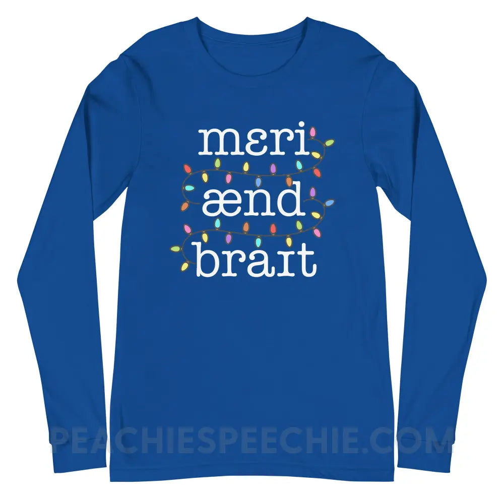 Merry and Bright Premium Long Sleeve - True Royal / S - T-Shirts & Tops peachiespeechie.com