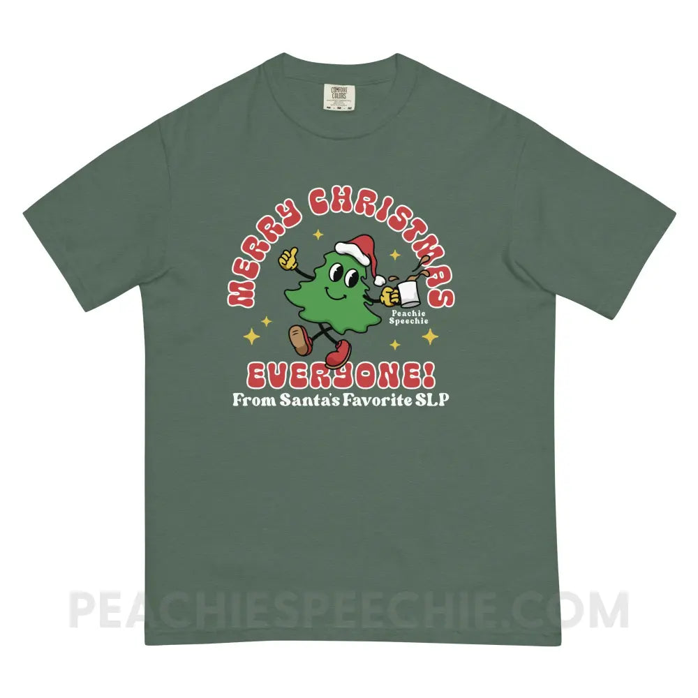Merry Christmas Tree SLP Comfort Colors Tee - Blue Spruce / S - peachiespeechie.com