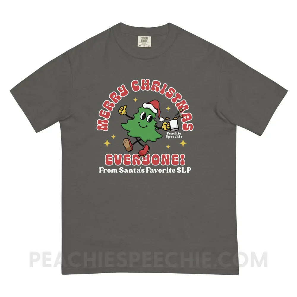 Merry Christmas Tree SLP Comfort Colors Tee - Pepper / S - peachiespeechie.com