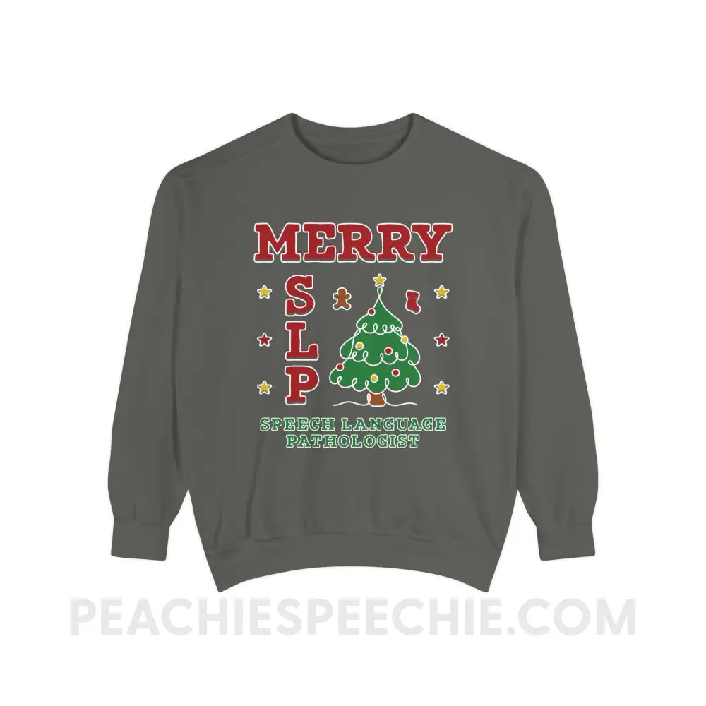 Merry SLP Comfort Colors Crewneck ( + Free Mug) - Pepper / S - Sweatshirt peachiespeechie.com