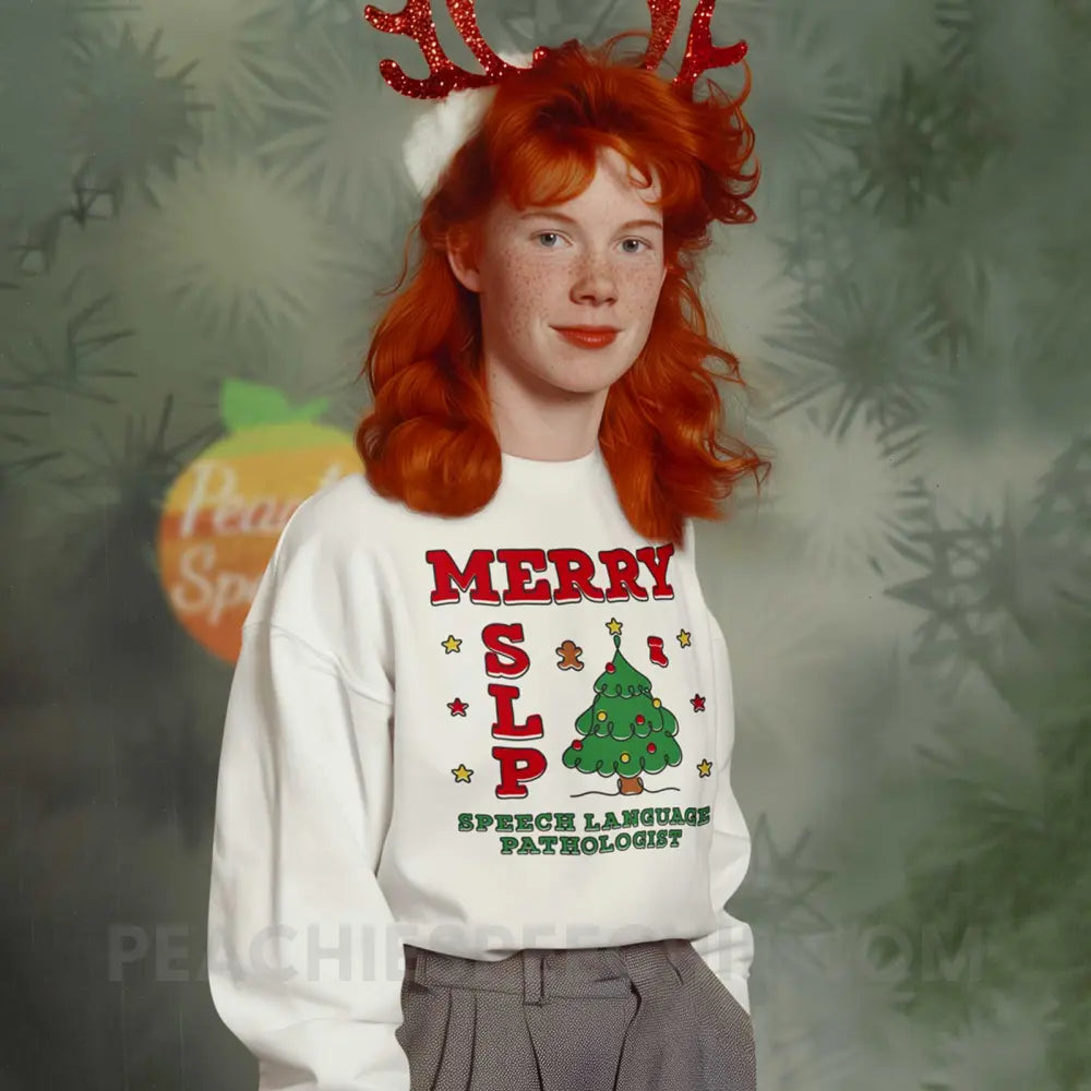 Merry SLP Comfort Colors Crewneck (+ Free Mug) - White / S - Sweatshirt peachiespeechie.com