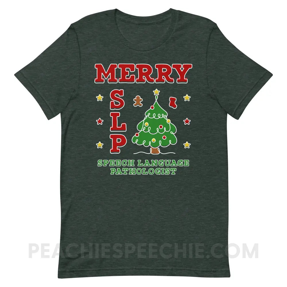 Merry SLP Premium Soft Tee - Heather Forest / S - peachiespeechie.com