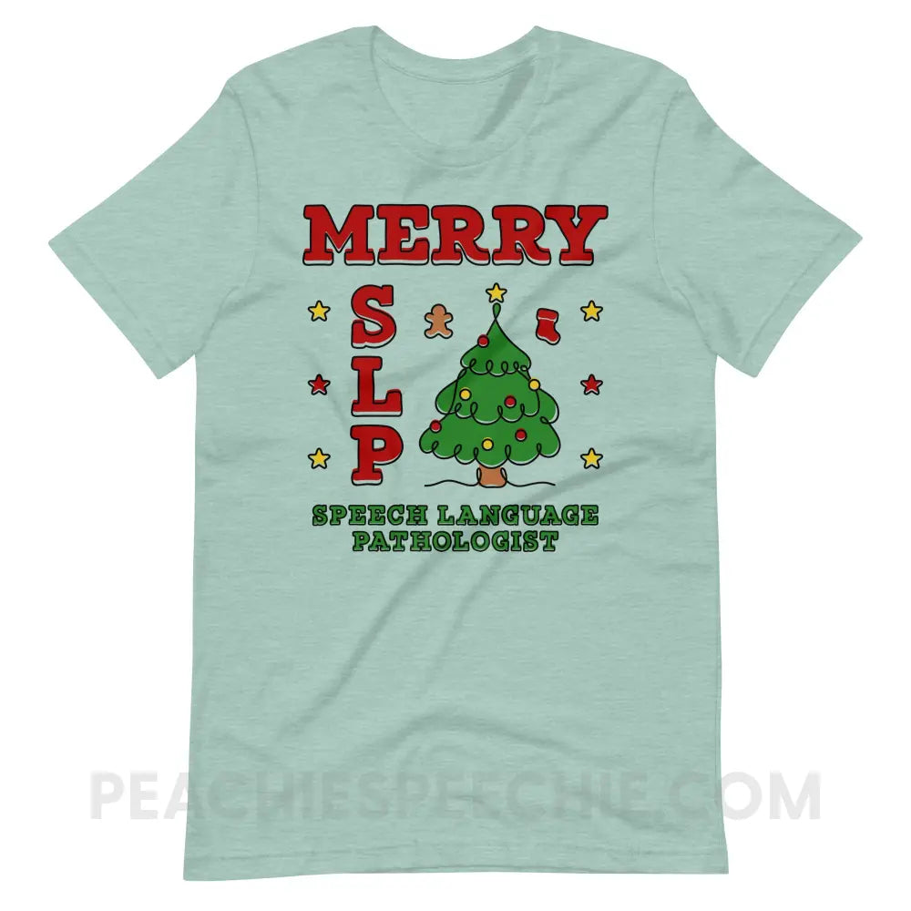 Merry SLP Premium Soft Tee - Heather Prism Dusty Blue / XS - peachiespeechie.com