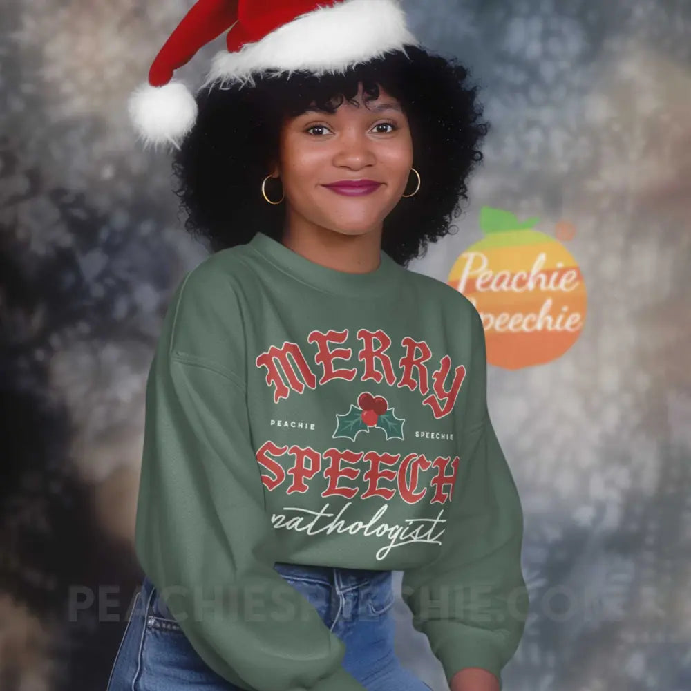 Merry Speech Pathologist Comfort Colors Crewneck - peachiespeechie.com