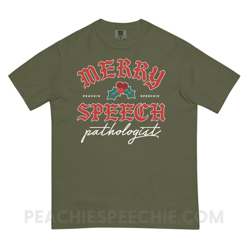 Merry Speech Pathologist Comfort Colors Tee - Hemp / S - peachiespeechie.com