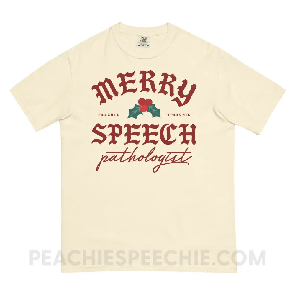 Merry Speech Pathologist Comfort Colors Tee - Ivory / S - peachiespeechie.com