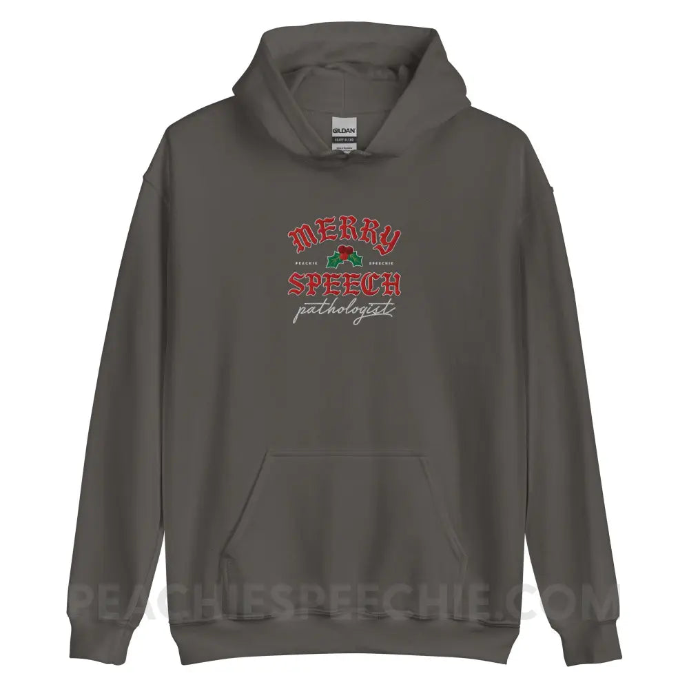 Merry Speech Pathologist Embroidered Classic Hoodie - Charcoal / S - peachiespeechie.com