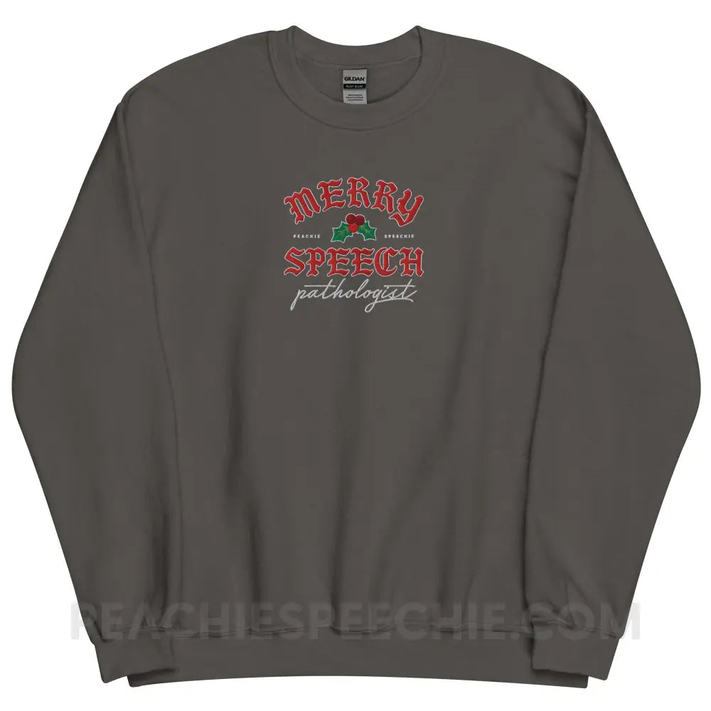 Merry Speech Pathologist Embroidered Classic Sweatshirt - Charcoal / S - peachiespeechie.com