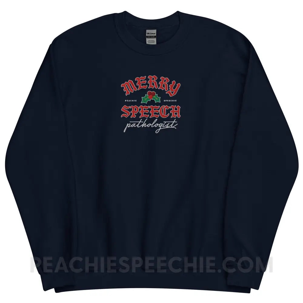 Merry Speech Pathologist Embroidered Classic Sweatshirt - peachiespeechie.com