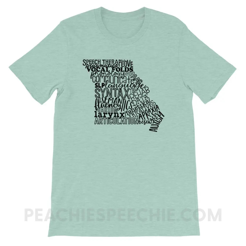 Missouri SLP Premium Soft Tee - Heather Prism Dusty Blue / XS - T-Shirts & Tops peachiespeechie.com