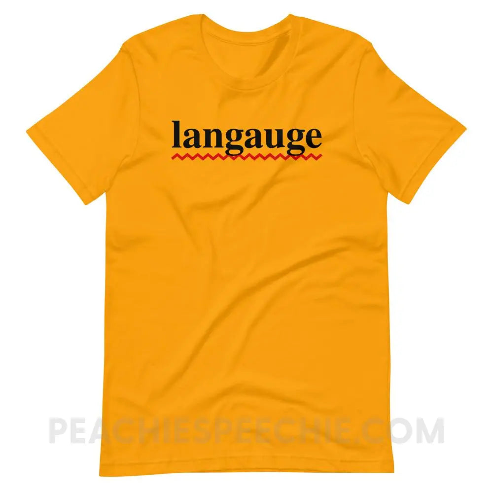 Misspelled Langauge Premium Soft Tee - Gold / S - T-Shirts & Tops peachiespeechie.com