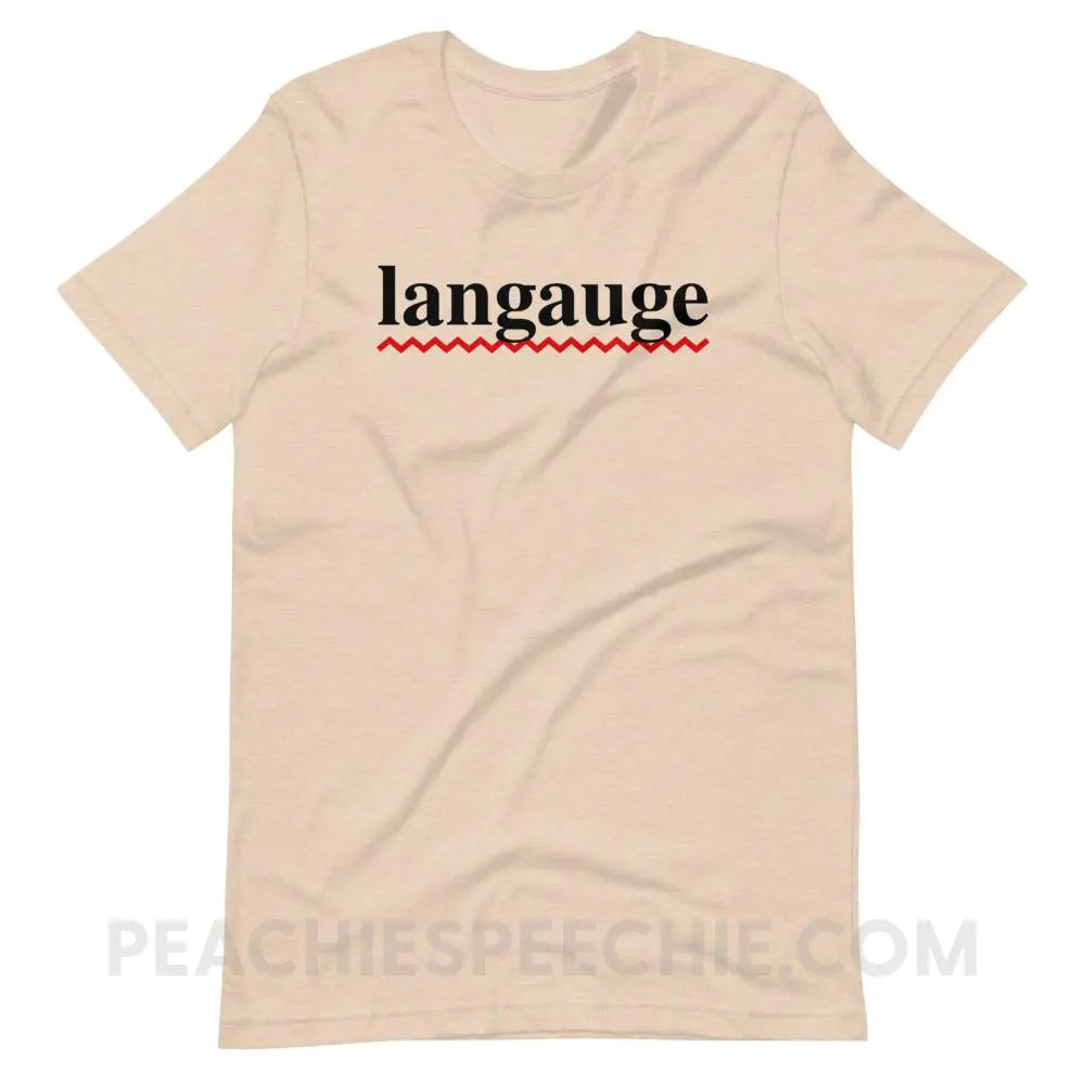 Misspelled Langauge Premium Soft Tee - Heather Dust / S - T-Shirts & Tops peachiespeechie.com