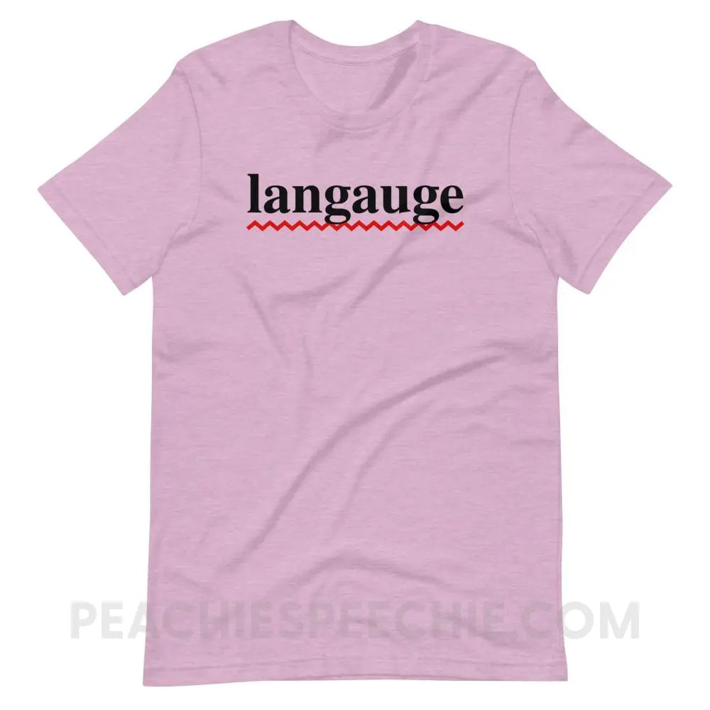 Misspelled Langauge Premium Soft Tee - Heather Prism Lilac / XS - T-Shirts & Tops peachiespeechie.com