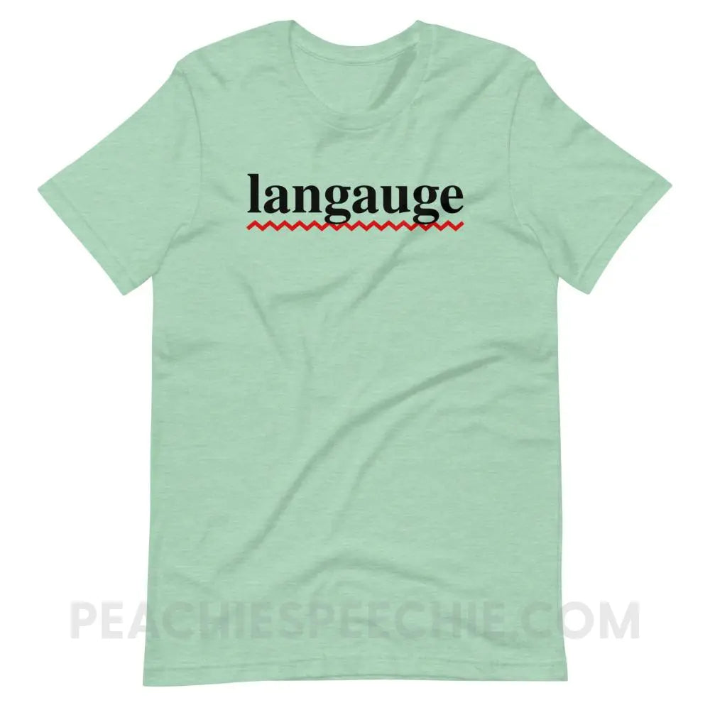 Misspelled Langauge Premium Soft Tee - Heather Prism Mint / XS - T-Shirts & Tops peachiespeechie.com