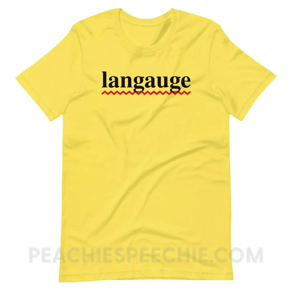 Misspelled Langauge Premium Soft Tee - Yellow / S - T-Shirts & Tops peachiespeechie.com