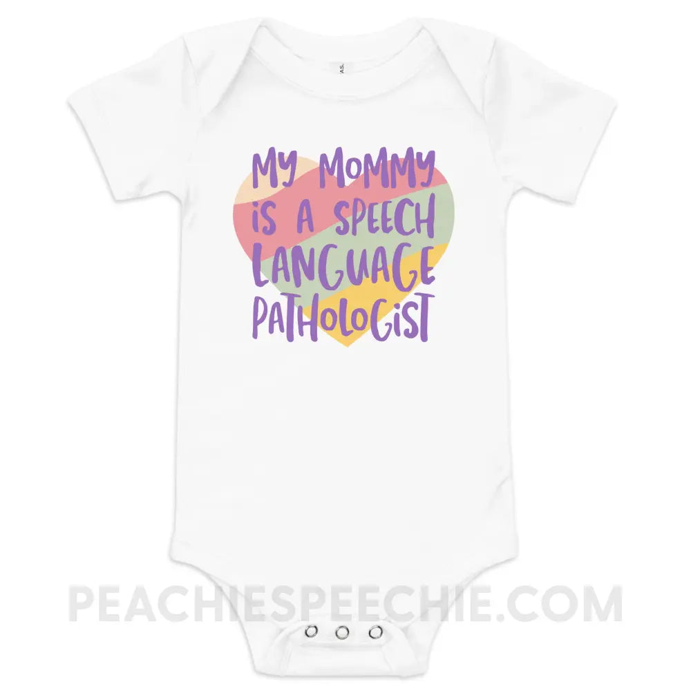 My Mommy is an SLP Baby Onesie - White / 3-6m - peachiespeechie.com