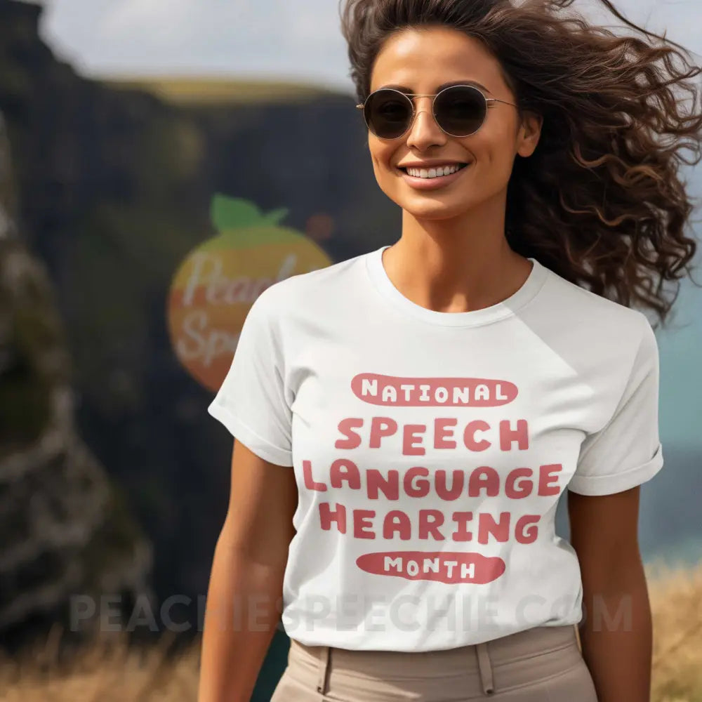 National Speech Language Hearing Month Classic Tee - White / S - peachiespeechie.com
