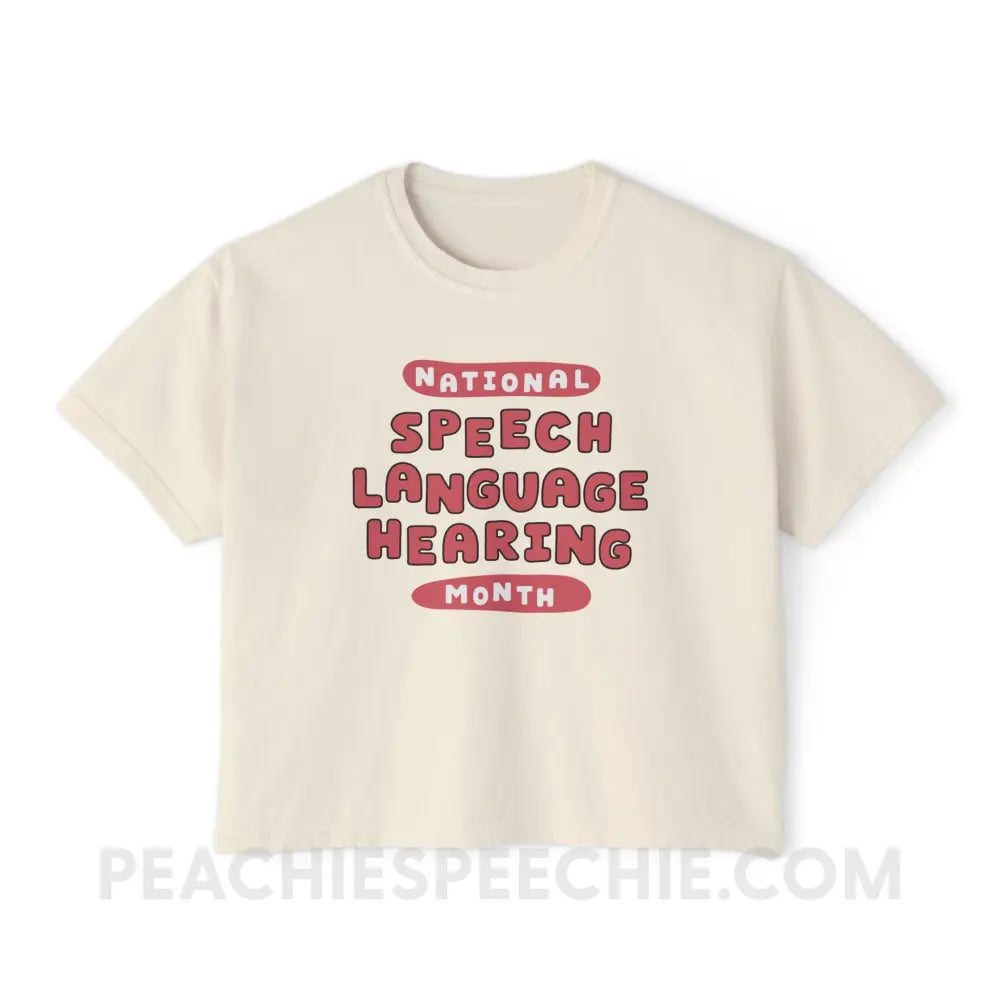 National Speech Language Hearing Month Comfort Colors Boxy Tee - Ivory / M - T-Shirt peachiespeechie.com