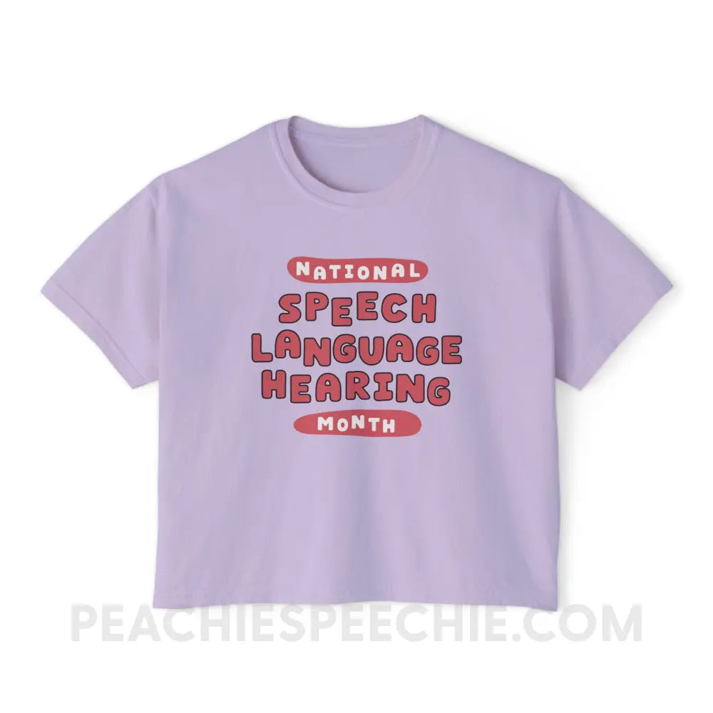 National Speech Language Hearing Month Comfort Colors Boxy Tee - Orchid / S - T-Shirt peachiespeechie.com