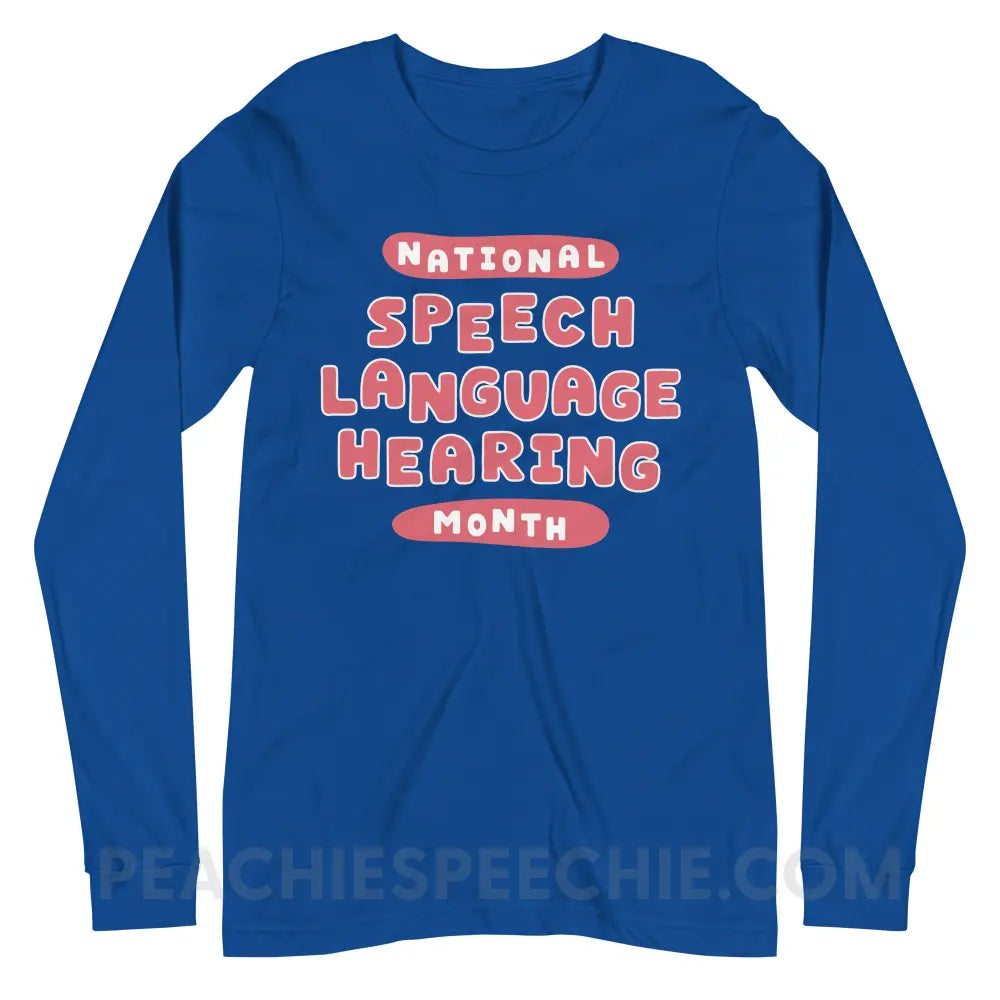 National Speech Language Hearing Month Premium Long Sleeve - True Royal / XS - peachiespeechie.com