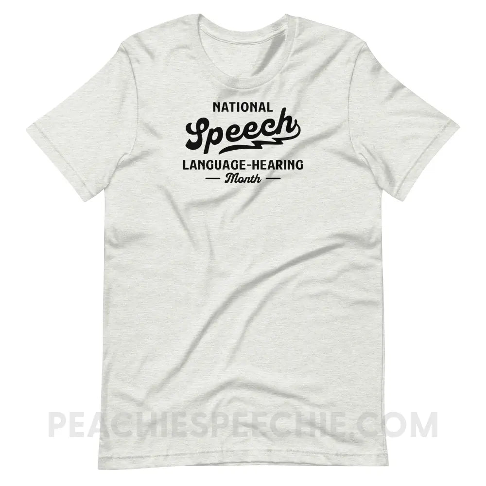 National Speech Language Hearing Premium Soft Tee - Ash / S - peachiespeechie.com