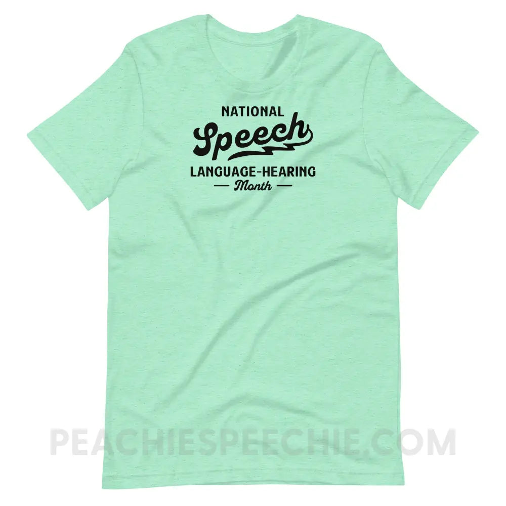 National Speech Language Hearing Premium Soft Tee - Heather Mint / S - peachiespeechie.com