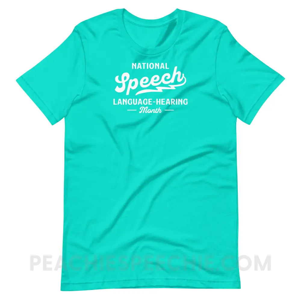 National Speech Language Hearing Premium Soft Tee - Teal / XS - peachiespeechie.com