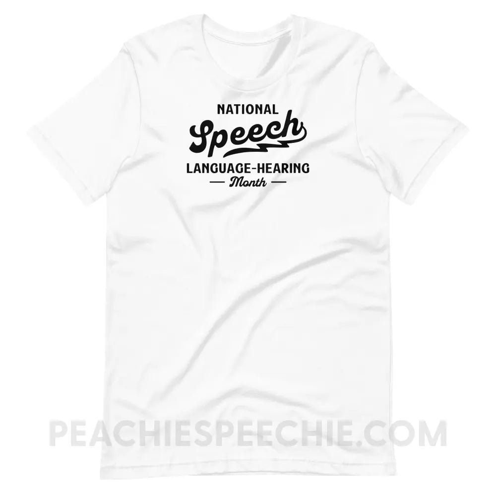 National Speech Language Hearing Premium Soft Tee - White / S - peachiespeechie.com