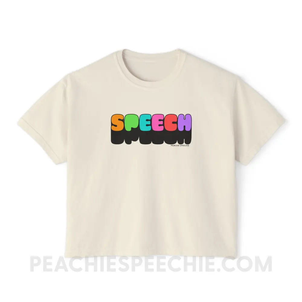 Neon Pop Speech Comfort Colors Boxy Tee - Ivory / S - T-Shirt peachiespeechie.com