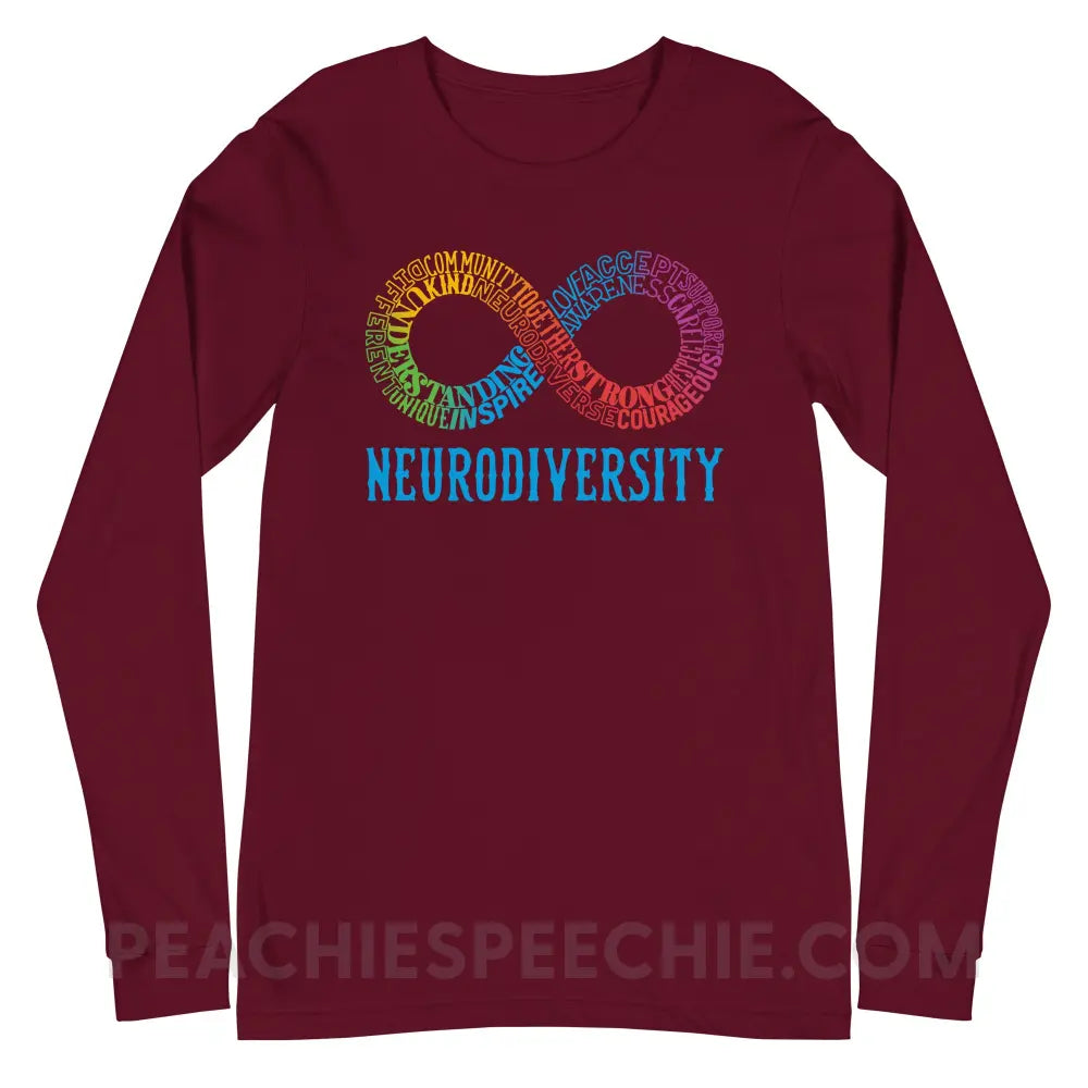 Neurodiversity Premium Long Sleeve - Maroon / S - T-Shirts & Tops peachiespeechie.com