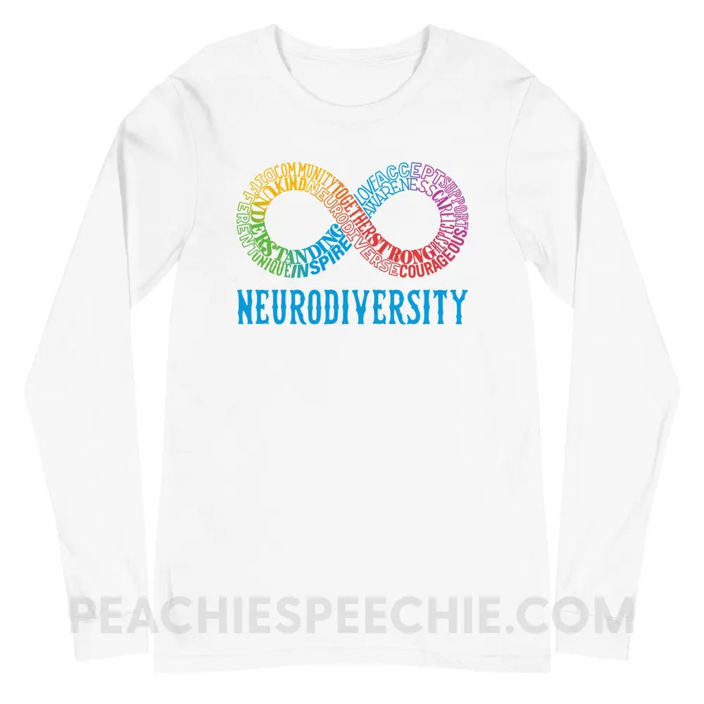 Neurodiversity Premium Long Sleeve - White / S - T-Shirts & Tops peachiespeechie.com