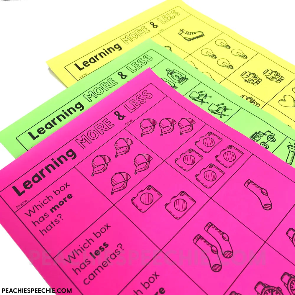 No-Prep Quantitative Concepts: More Less Most Least - Materials peachiespeechie.com